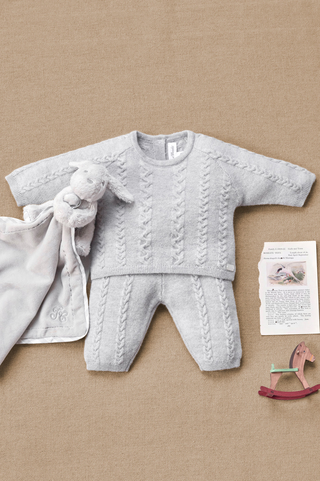 Long outfit Mottled grey cable-knit wool