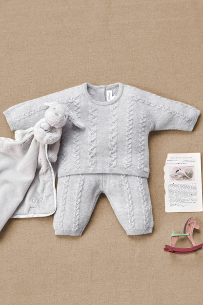 Long outfit Mottled grey cable-knit wool