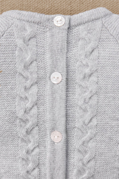 Long outfit Mottled grey cable-knit wool