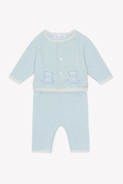 Long outfit Sky-blue cotton with buttons
