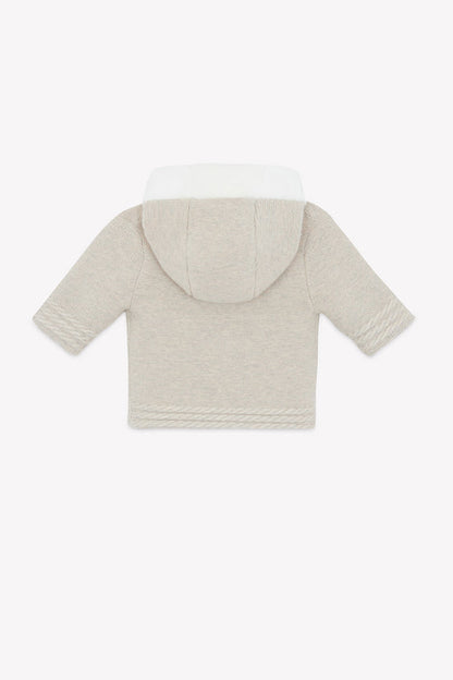 Coat Beige mottled cable-knit