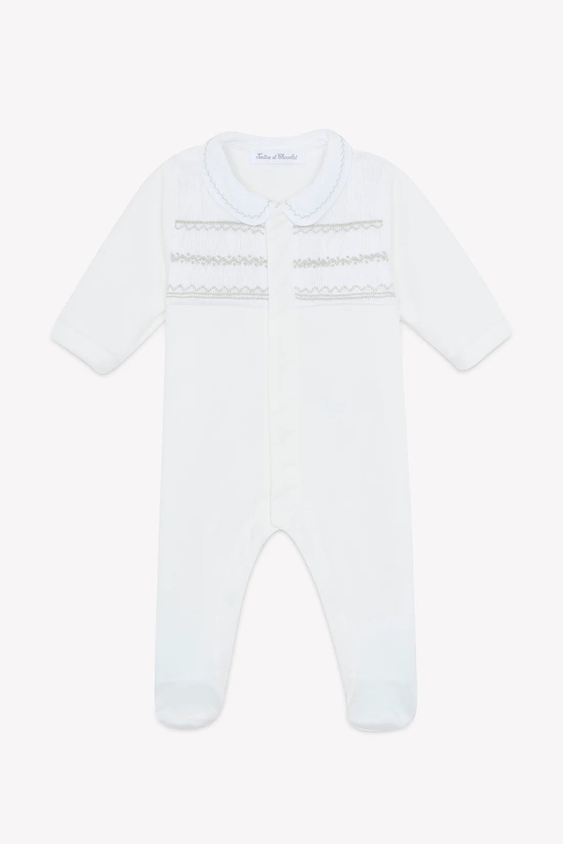 Pajamas Ecru velvet peter pan collar embroidery
