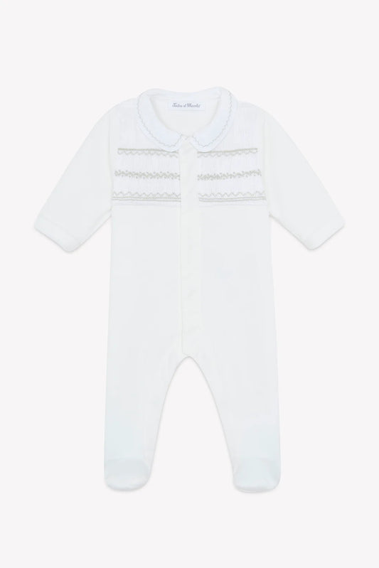 Pajamas Ecru velvet peter pan collar embroidery