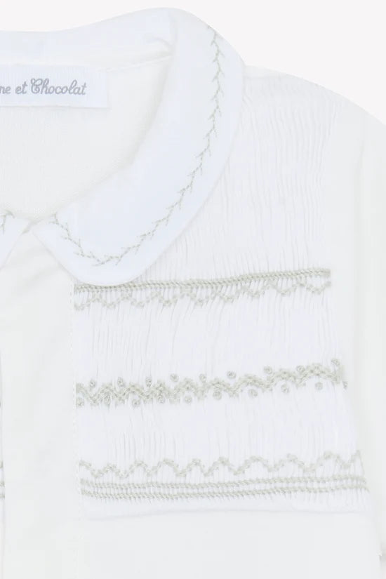 Pajamas Ecru velvet peter pan collar embroidery