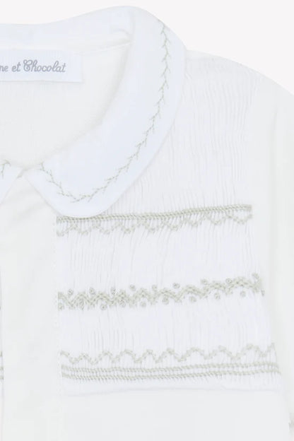Pajamas Ecru velvet peter pan collar embroidery
