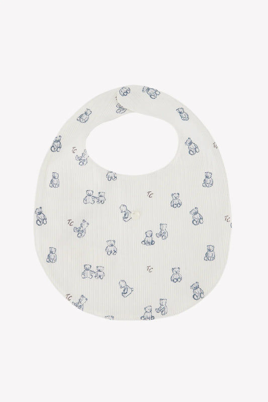 Bib Ecru cotton Print teddy bear