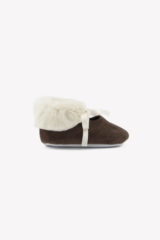 Shoes brown medium leather Imitation fur
