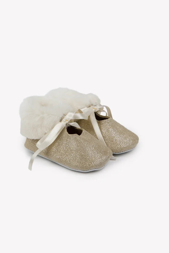 Shoes Gold leather Imitation fur