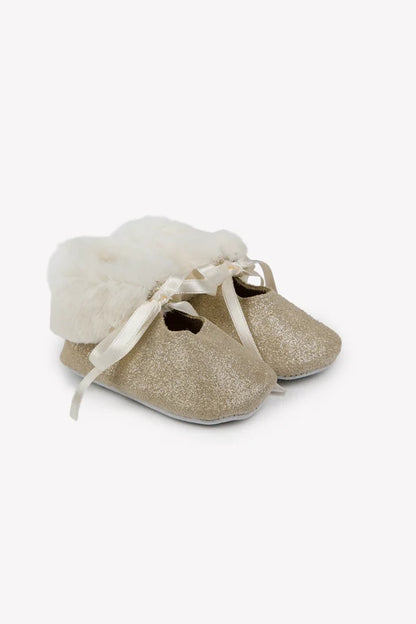 Shoes Gold leather Imitation fur