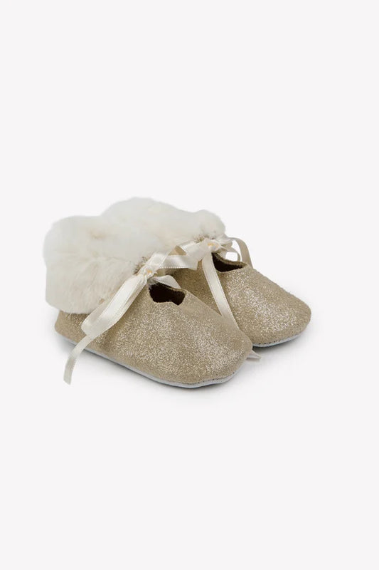 Shoes Gold leather Imitation fur