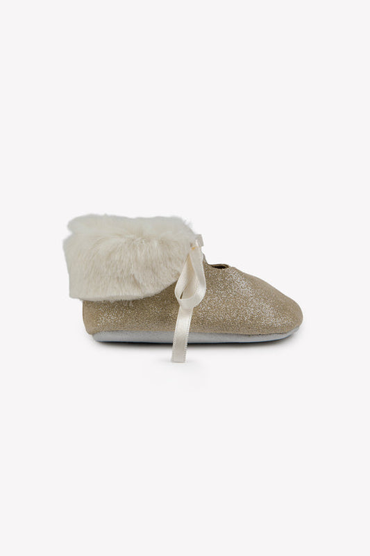 Shoes Gold leather Imitation fur