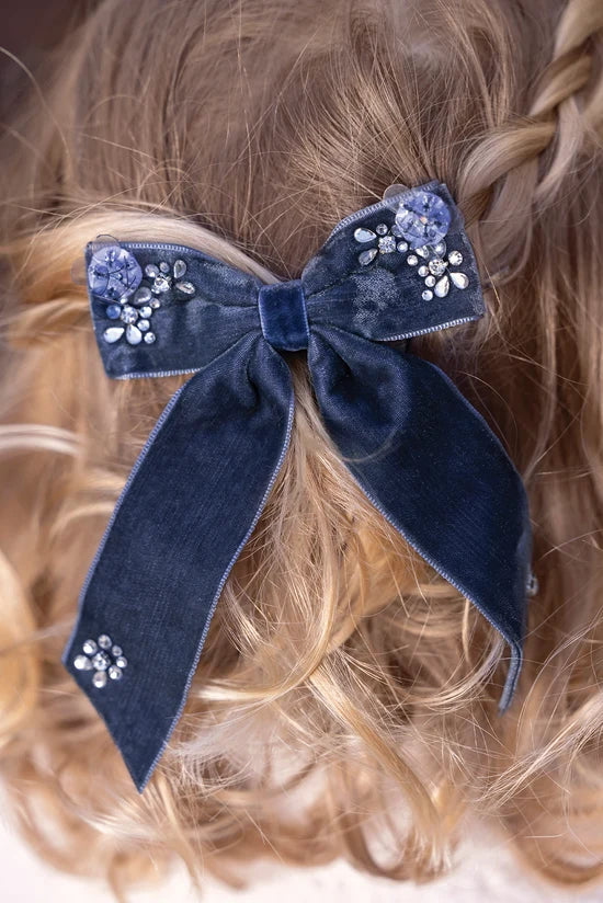 Hair slide Navy Velvet Sequins