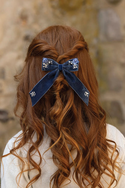 Hair slide Navy Velvet Sequins