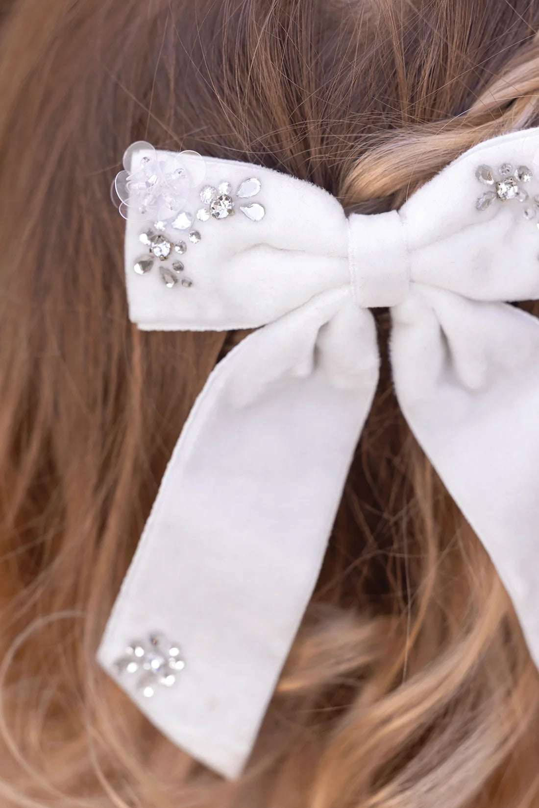Hair slide Ecru Velvet Sequins