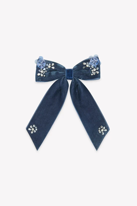 Hair slide Navy Velvet Sequins
