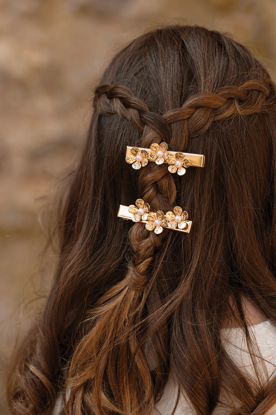 Hair slide Gold flowers
