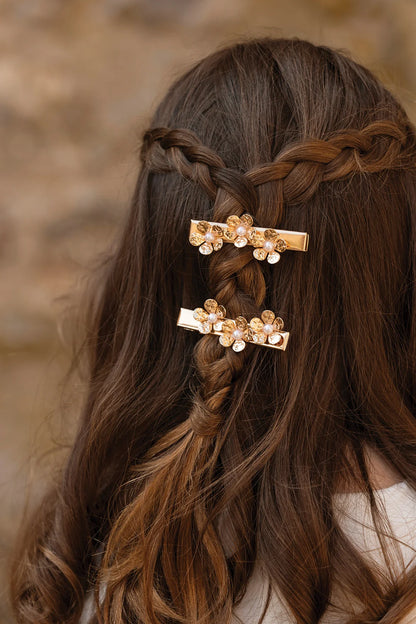 Hair slide Gold flowers