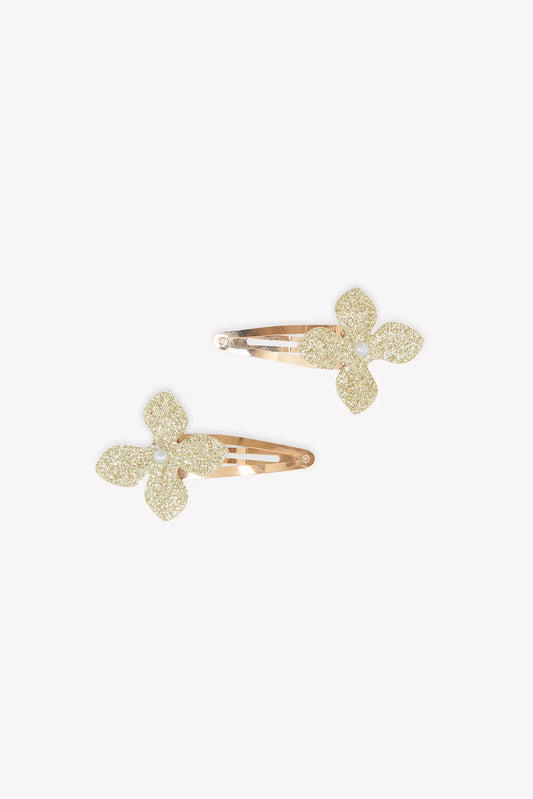 Hair slide Gold metal flowers Sequins