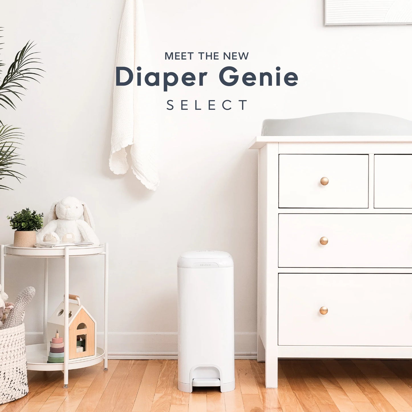 Diaper Genie Select Odor Lock Stainless Steel Pail White