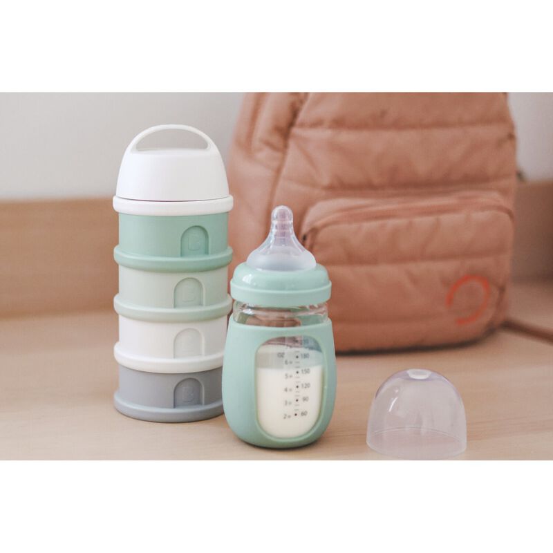 Formula Milk Container - 4 Compartments - Cottonwhite / Sagegreen