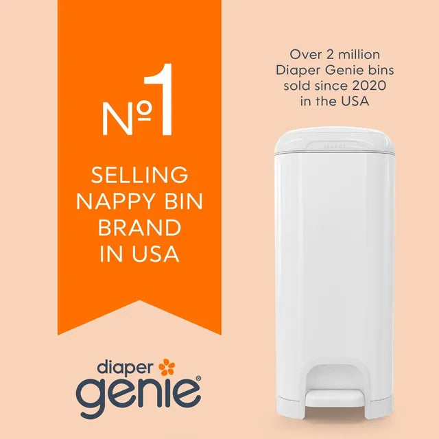 Diaper Genie Select Odor Lock Stainless Steel Pail White
