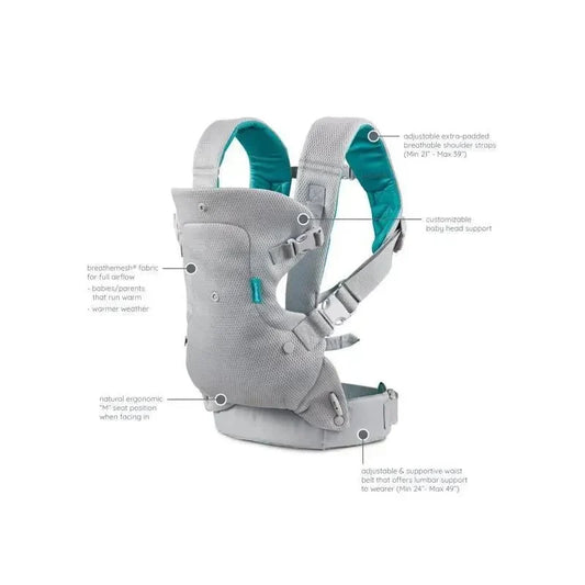 Flip 4-in-1 Light & Airy ConvertibleCarrier - Light grey & teal