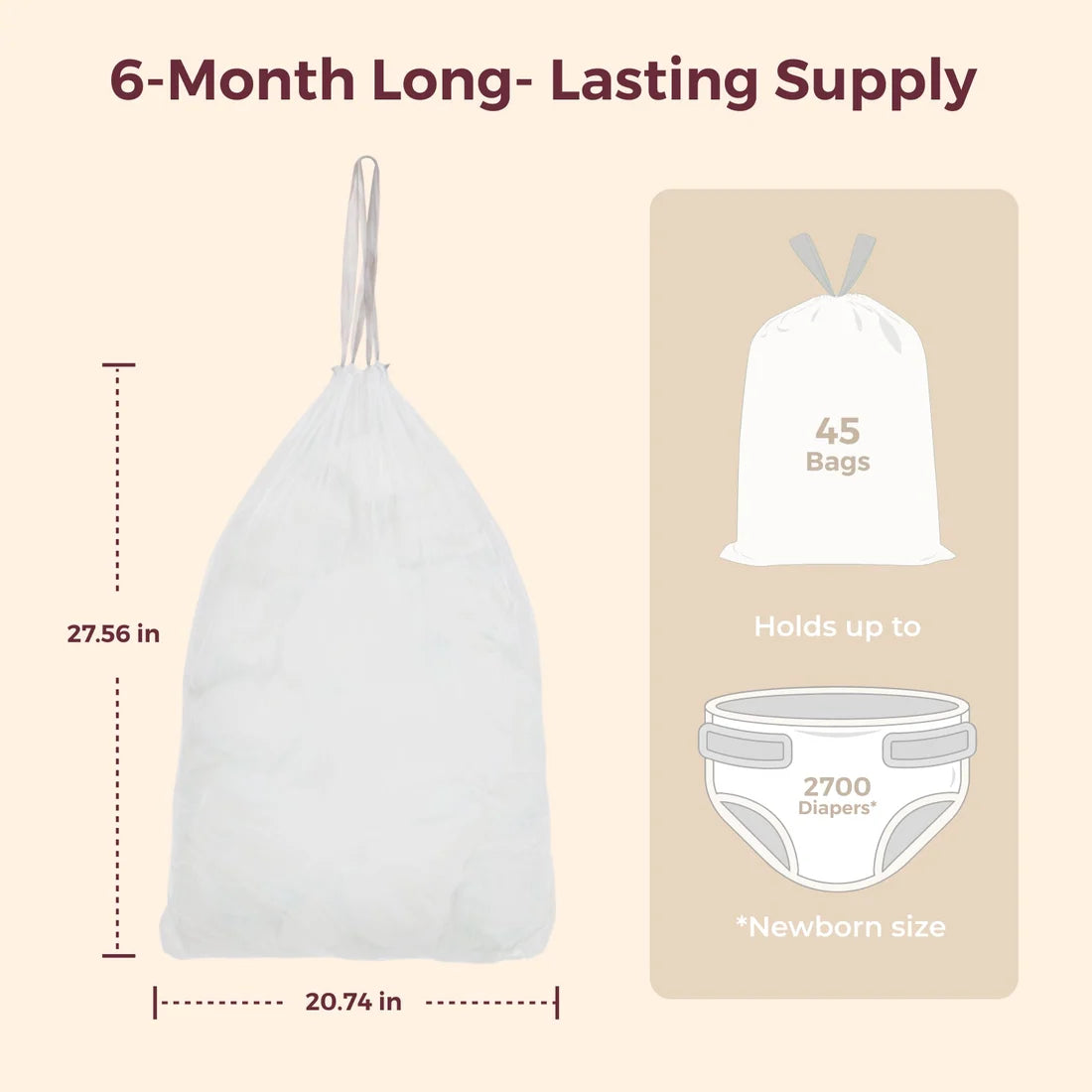 Momcozy - Drawstring Diaper Pail Bags | 13 Gallon | 45 Count