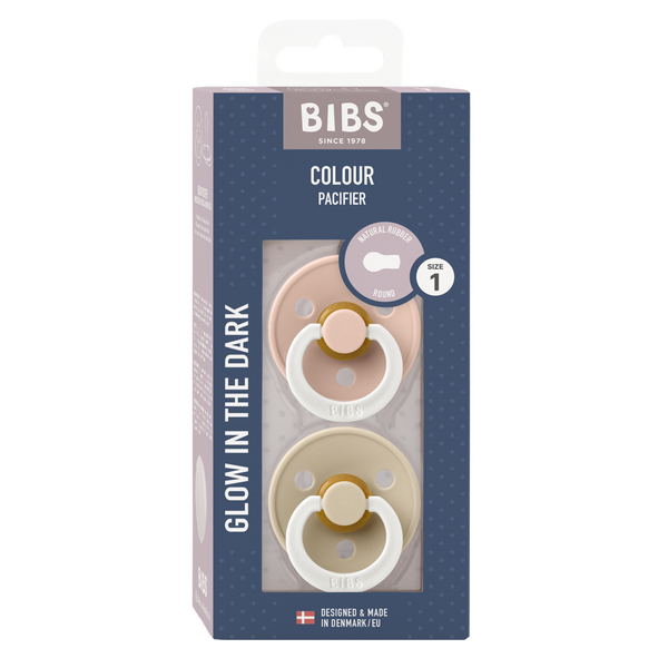BIBS|Pacifier 2Pack Size1 (0-6 months)/Vanilla-glow in the dark