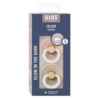 BIBS|Pacifier 2Pack Size1 (0-6 months)/Vanilla-glow in the dark