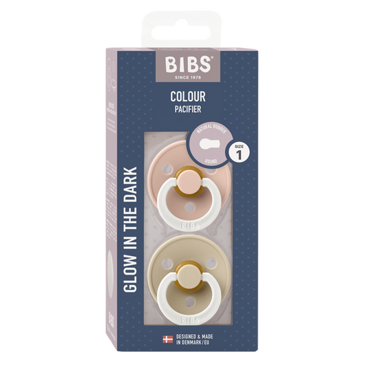 BIBS|Pacifier 2Pack Size1 (0-6 months)/Vanilla-glow in the dark