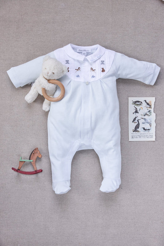 Pajamas
Sky blue cotton Peter pan collar animals