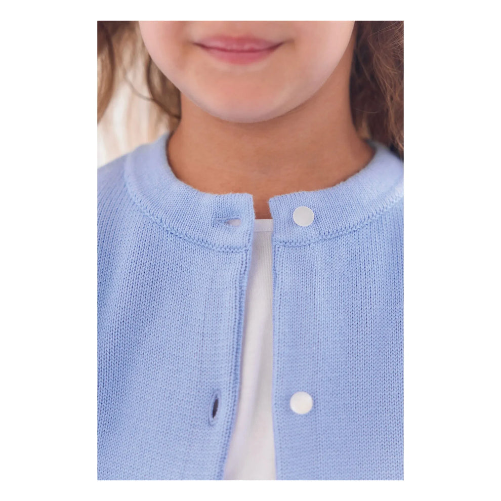 Embroidered Flower Cardigan | Azure Blue
