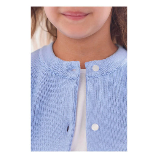 Embroidered Flower Cardigan | Azure Blue