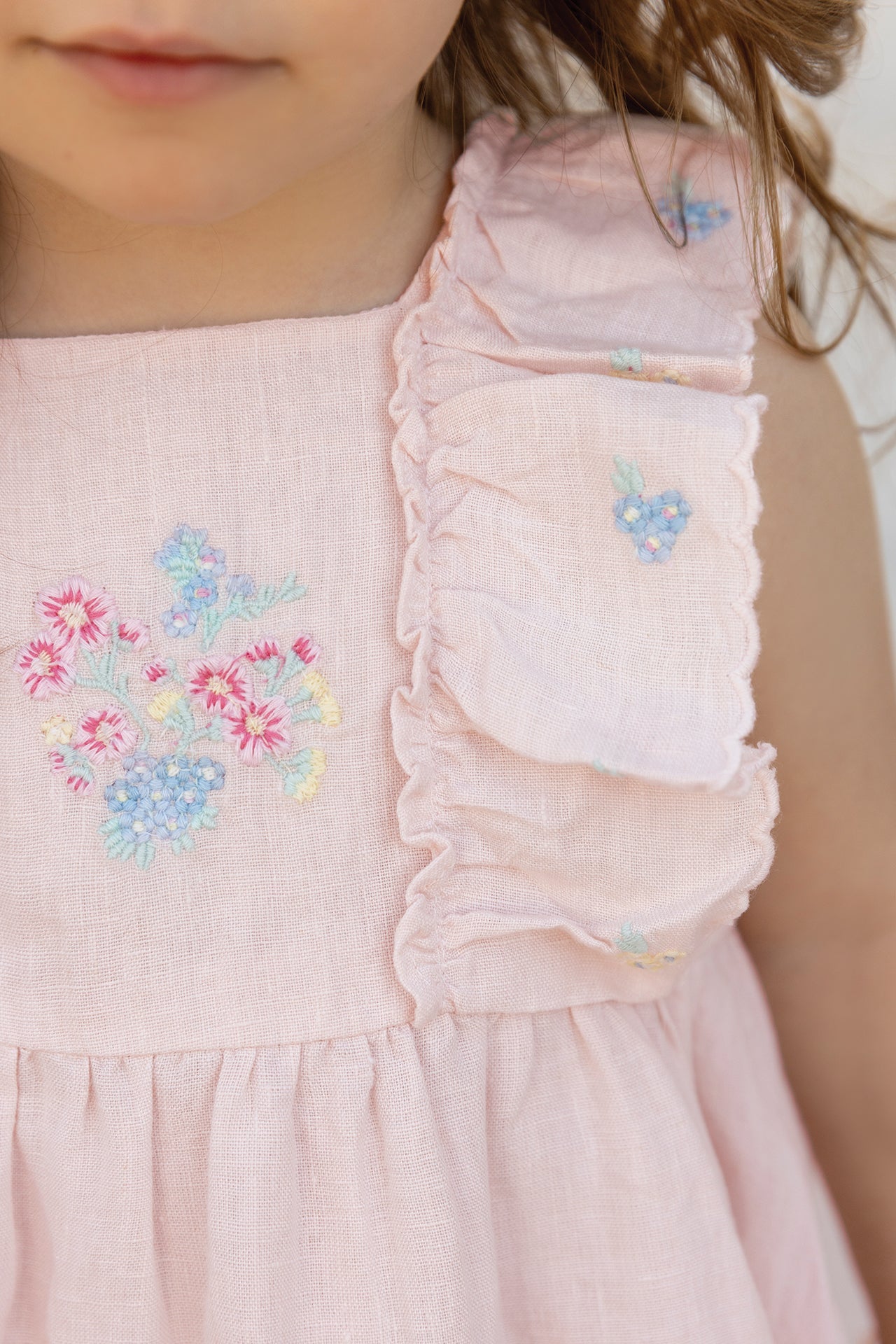 Dress
Pale pink Linen Embroidered