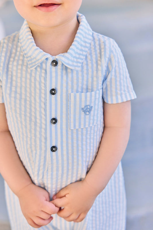 Jumpsuit short
Blue cloud cotton Stripes