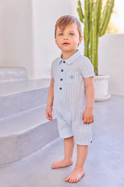 Jumpsuit short
Blue cloud cotton Stripes