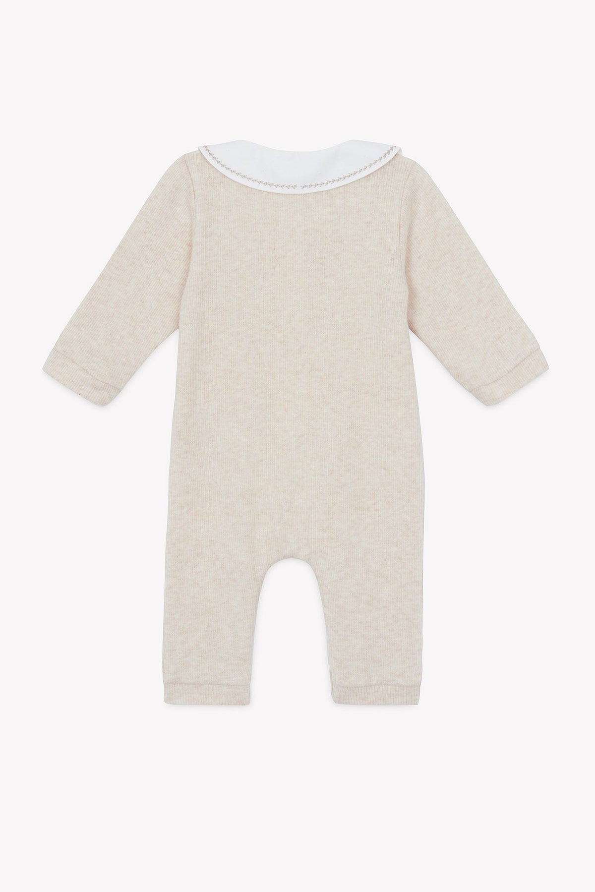 Jumpsuit long
Beige cotton heather Peter pan collar