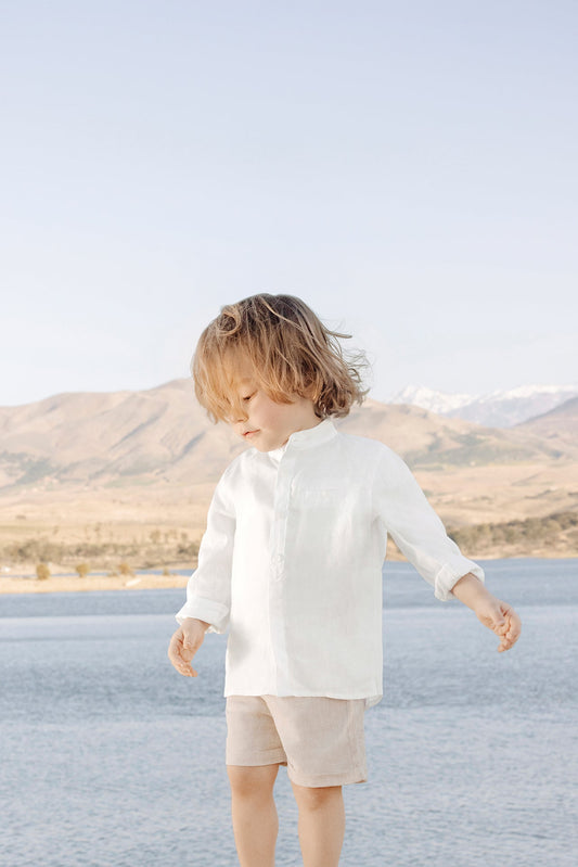 Shirt
White Linen Mao collar