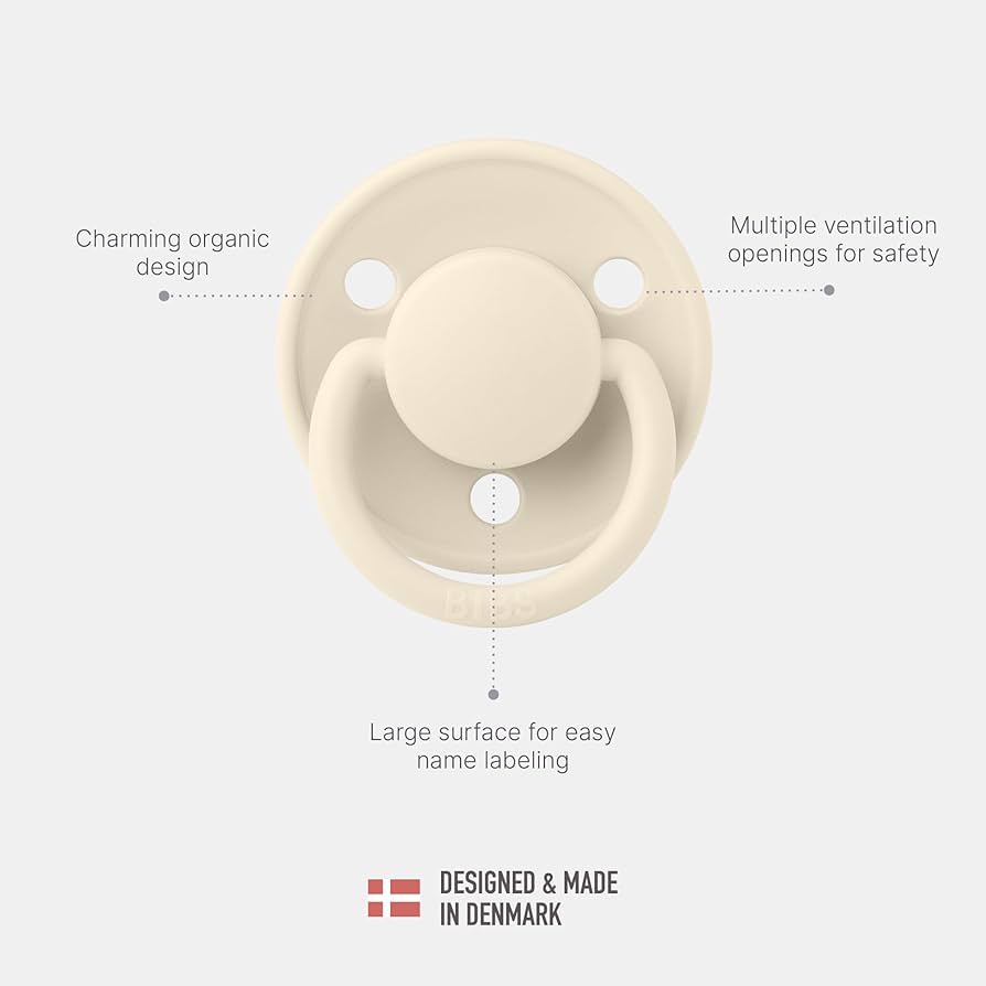 BIBS Pacifiers - De Lux Collection | BPA-Free Round Nipple | Silicone | Set of 2 | One Size | 0-36 Months