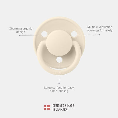 BIBS Pacifiers - De Lux Collection | BPA-Free Round Nipple | Silicone | Set of 2 | One Size | 0-36 Months