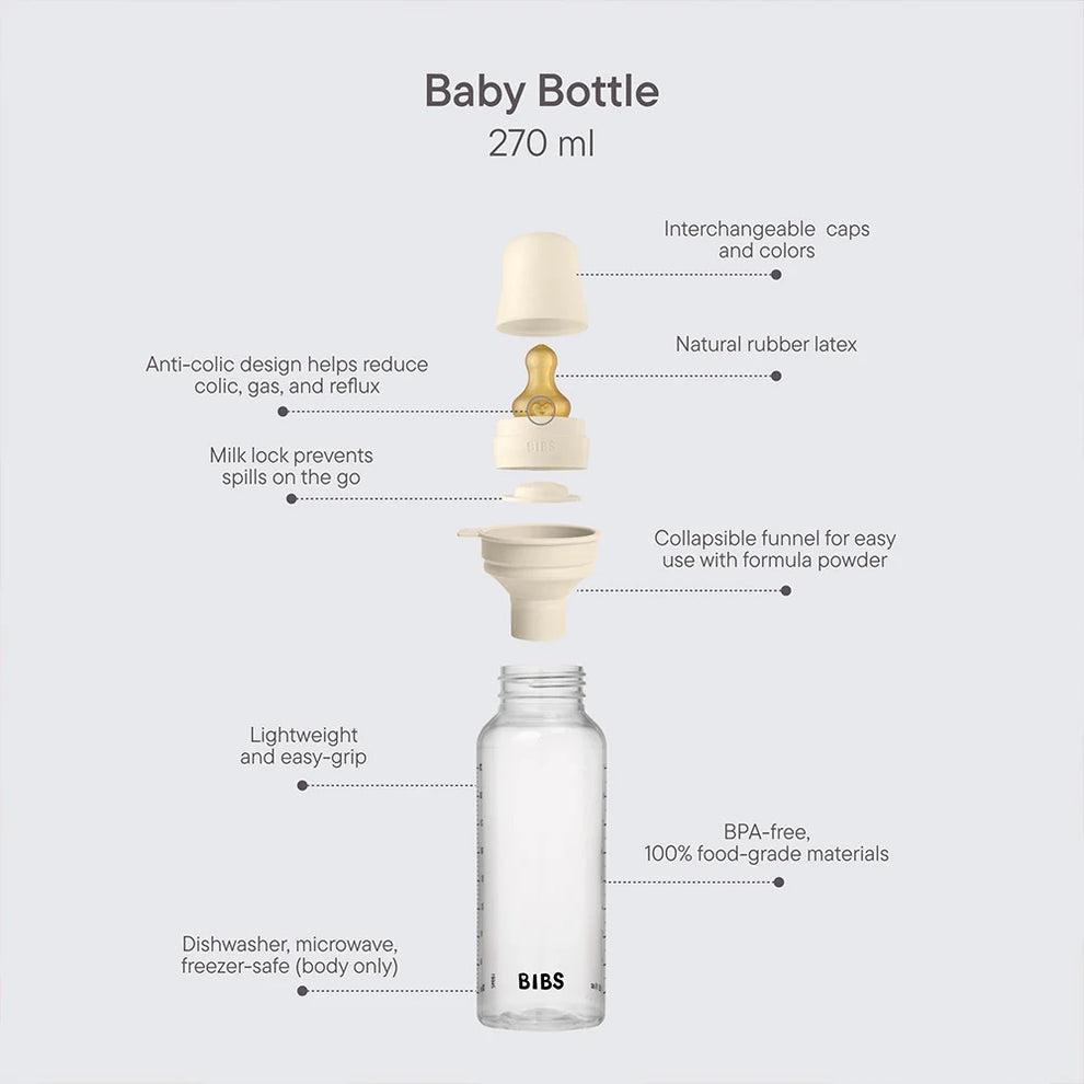 Bibs| glass bottle round latex 240ml| Medium flow |blush