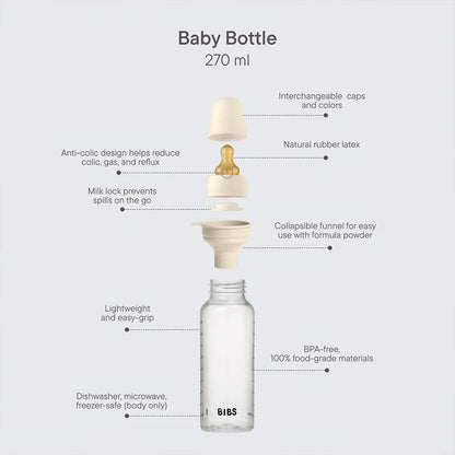 Bibs| glass bottle round latex 240ml| Medium flow |blush