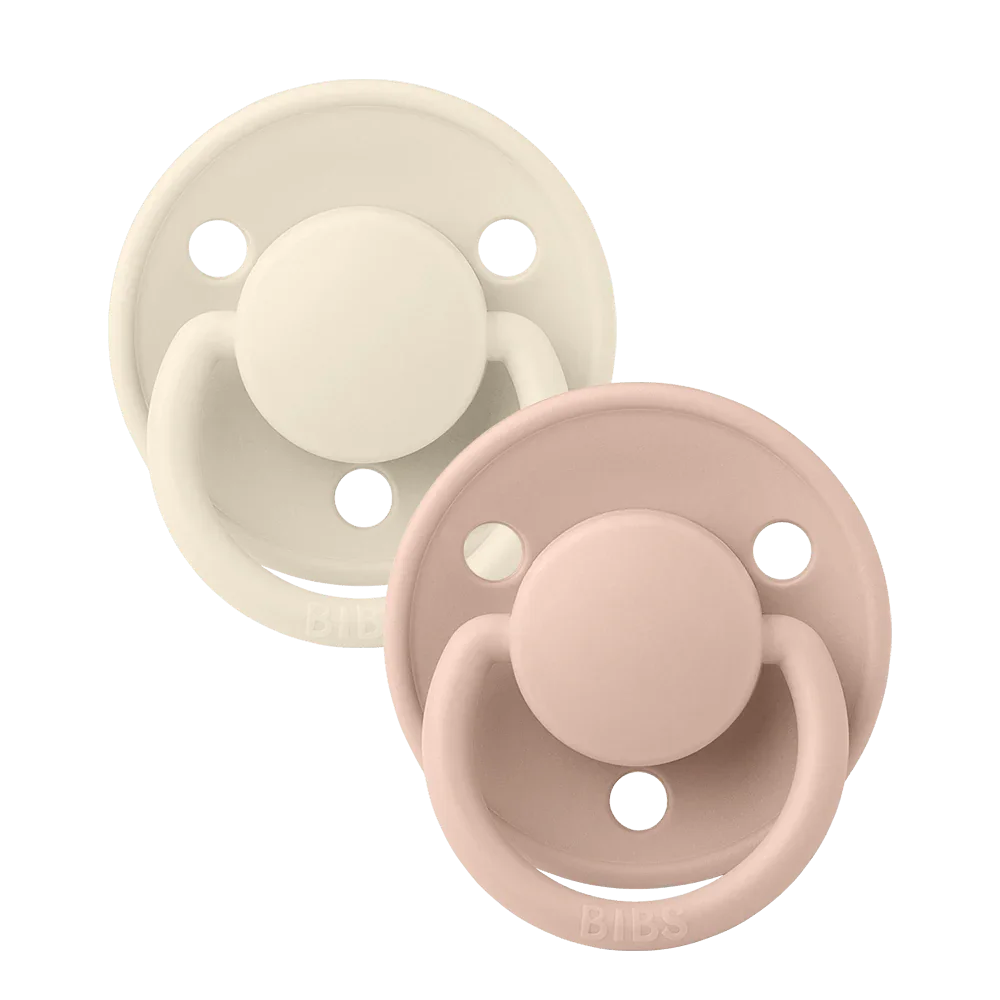 BIBS Pacifiers - De Lux Collection | BPA-Free Round Nipple | Silicone | Set of 2 | One Size | 0-36 Months