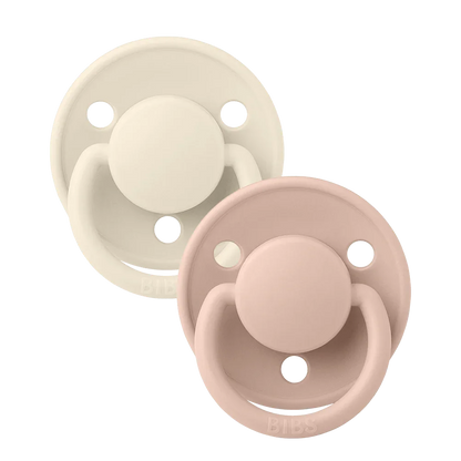 BIBS Pacifiers - De Lux Collection | BPA-Free Round Nipple | Silicone | Set of 2 | One Size | 0-36 Months