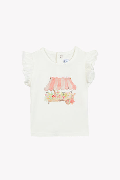 T-shirt
White cotton Illustration flower market