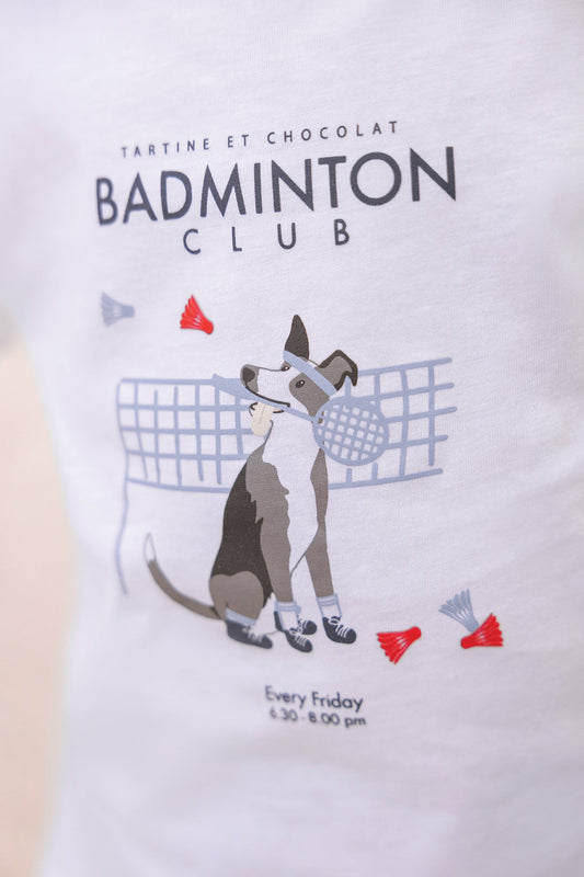 T-shirt
White cotton Illustration badminton