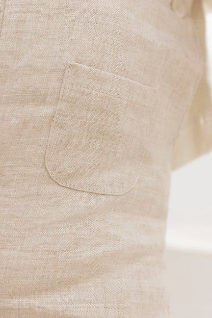 Dungaree short
Sand Linen