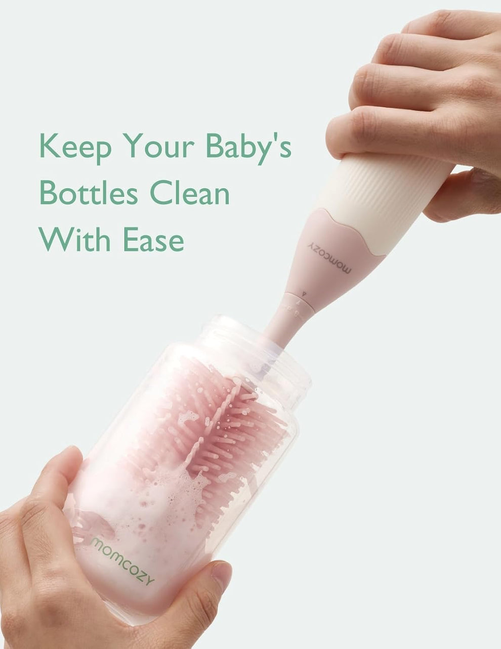 Momcozy - Bottle Brush Kit, Innovative Push-Press Design | Pink