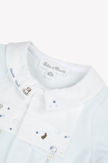 Pajamas
Sky blue Velvet Embroidered