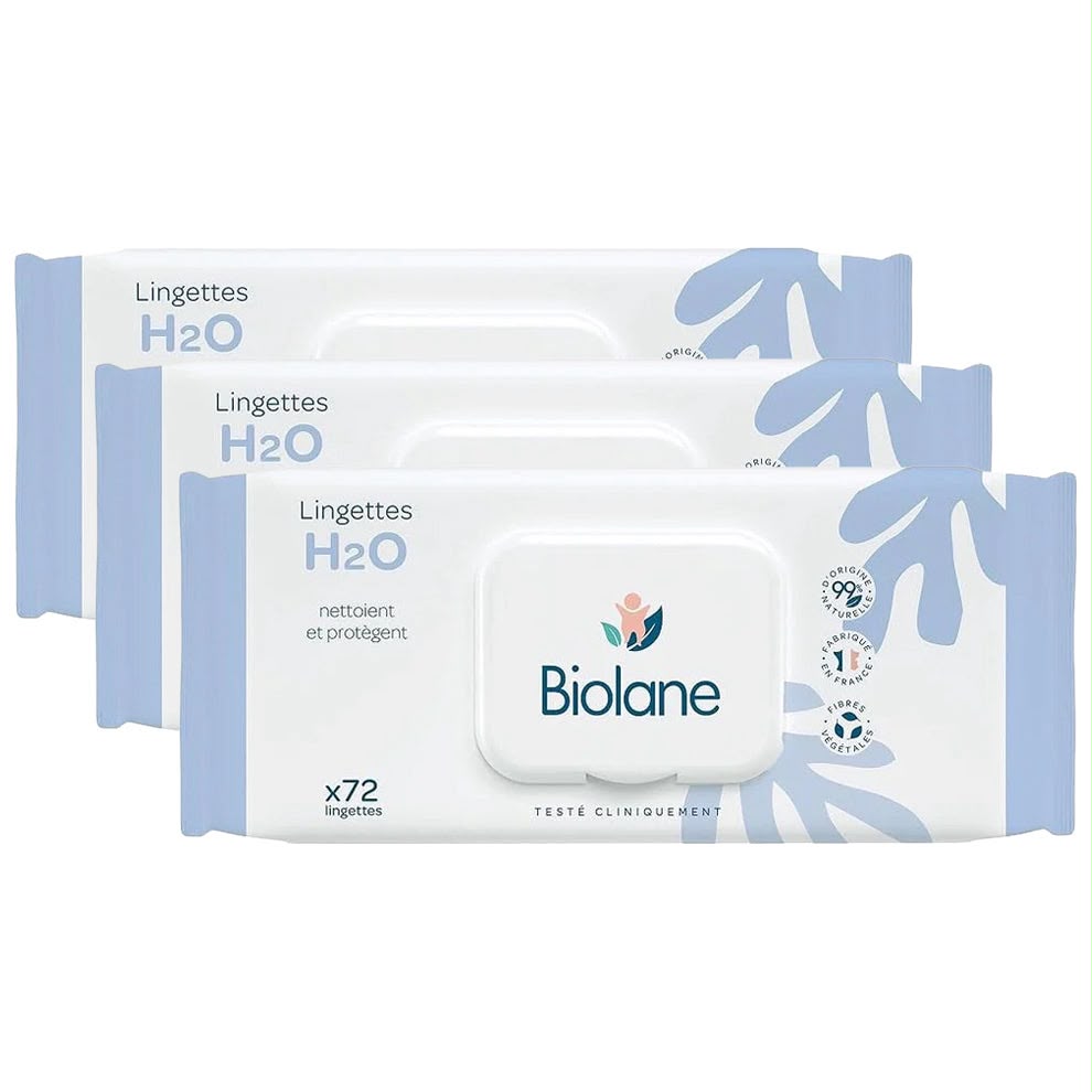 Biolane - Baby H2O Wipes | 72 Count x 2+1 Offer